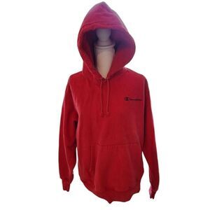 Vintage Y2K Champion Long Sleeve Red Hoodie Sweatshirt L Reverse Weave Pullover